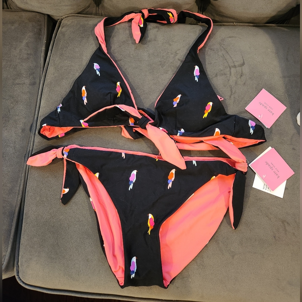 Kate Spade Flock Party Swimsuit Bikini Set NWT